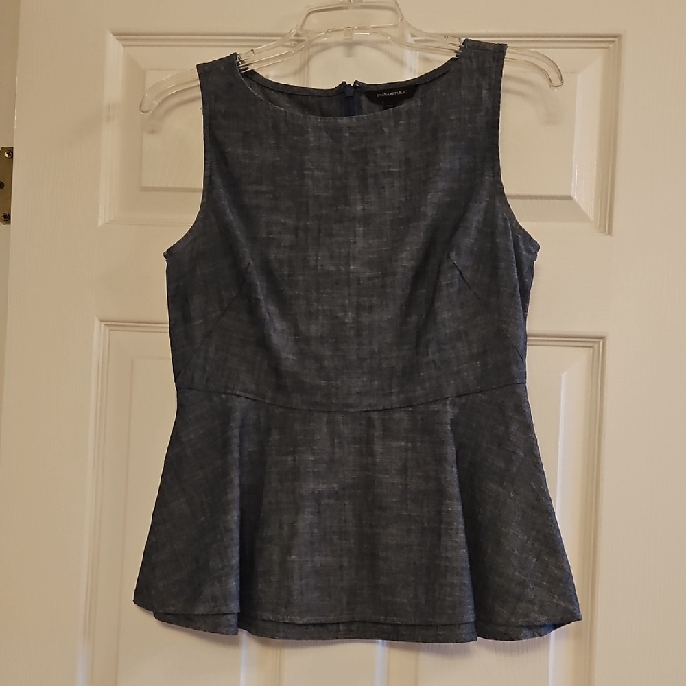 Banana Republic Chambray-Style Sleeveless Peplum Tank Top - Blue